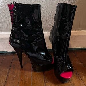 Pleaser Shoes Delight-1025 Black and Red Dancing Heels